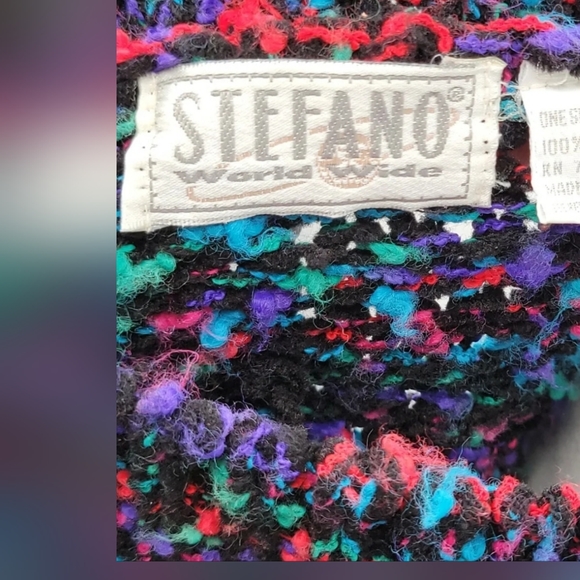 Stefano World Wide One Size Fits All Acrylic Knit Black Blue Pink Green Sweater - Picture 9 of 9